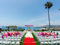 Hindu wedding altar decorated with flowers at the beach shore. Hindu wedding altar decorated with flowers at the beach shore.
