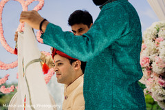 Indian groom covered with white antarpat. Indian groom covered with white antarpat.