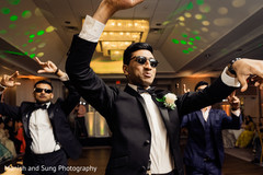Indian groomsmen dancing at reception. Indian groomsmen dancing at reception.