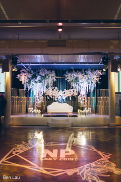 Indian wedding reception stage decor for the newlyweds. Indian wedding reception stage decor for the newlyweds.