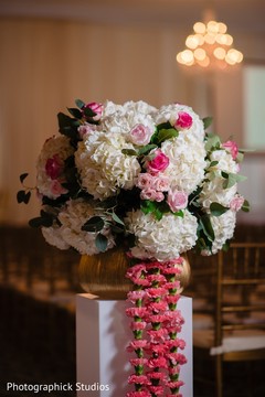 White Hydrangea with pink roses and carnations decoration. White Hydrangea with pink roses and carnations decoration.