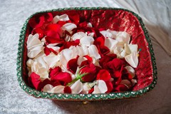 Indian wedding ceremony red and white roses petals. Indian wedding ceremony red and white roses petals.