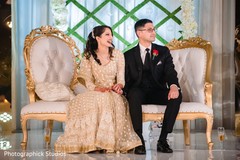 Indian couple at their reception stage. Indian couple at their reception stage.