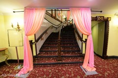 Pink and peach draping decoration for entrance. Pink and peach draping decoration for entrance.