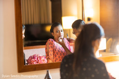 Maharani being assisted by makeup artist prior to the wedding. Maharani being assisted by makeup artist prior to the wedding.