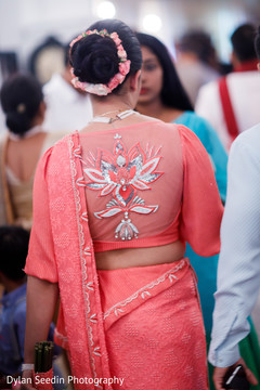 Back design of Maharani's bridal saree. Back design of Maharani's bridal saree.