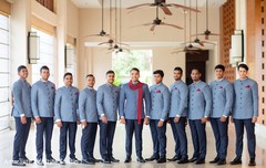 Indian groom and his Indian groomsmen posing for picture. Indian groom and his Indian groomsmen posing for picture.