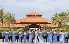 Indian couple with their Indian groomsmen and bridesmaids. Indian couple with their Indian groomsmen and bridesmaids.