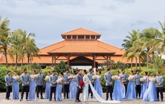 Indian couple with their Indian groomsmen and bridesmaids. Indian couple with their Indian groomsmen and bridesmaids.