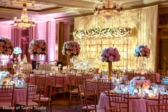 Flower decorated tables for Hindu wedding reception. Flower decorated tables for Hindu wedding reception.