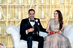 Maharani and her groom smiling in the reception party, Maharani and her groom smiling in the reception party,