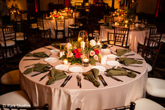 Indian wedding reception peach and green color tablecloth. Indian wedding reception peach and green color tablecloth.
