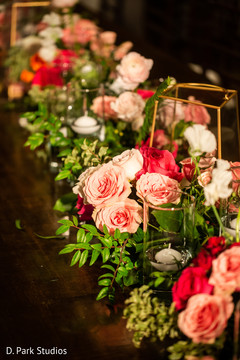 Dreamy Indian reception table pink roses decoration. Dreamy Indian reception table pink roses decoration.