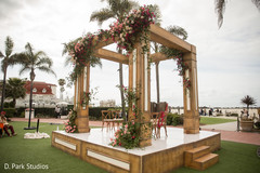Indian wedding ceremony mandap flowers decorations.