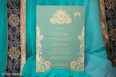 Coral light blue Indian wedding invitation to reception. Coral light blue Indian wedding invitation to reception.