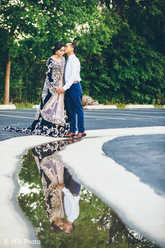 Maharani and Indian groom outdoors during the photoshoot. Maharani and Indian groom outdoors during the photoshoot.