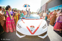 Indian groom arriving with his muscle car during baraat. Indian groom arriving with his muscle car during baraat.