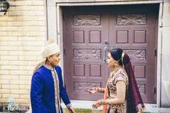 Indian groom and Maharani having their first look. Indian groom and Maharani having their first look.