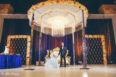 Indian bride and groom at the reception venue. Indian bride and groom at the reception venue.