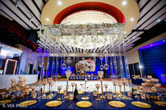 Overview of the Indian wedding reception decor. Overview of the Indian wedding reception decor.
