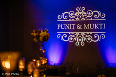 Indian couple's names on display during the reception. Indian couple's names on display during the reception.