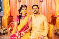 Maharani and groom smiling after the Gaye Halud Maharani and groom smiling after the Gaye Halud