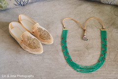 Shoes and green Mala worn by Indian groom. Shoes and green Mala worn by Indian groom.