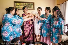 Maharani and her bridesmaids making a toast while getting ready. Maharani and her bridesmaids making a toast while getting ready.