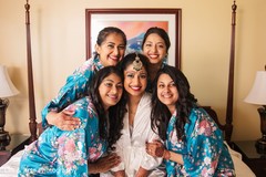 Maharani and her Indian bridesmaids posing for picture. Maharani and her Indian bridesmaids posing for picture.
