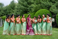 Indian bride and bridesmaids on their ceremony outfits. Indian bride and bridesmaids on their ceremony outfits.