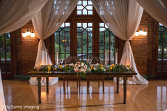 Indian couple's reception table decor. Indian couple's reception table decor.