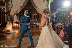 Indian bride and groom reception first dance. Indian bride and groom reception first dance.