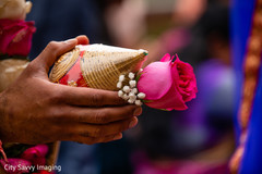 Closeup capture of Indian wedding red and golden coconut. Closeup capture of Indian wedding red and golden coconut.