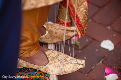 Indian groom's mojaris with thread. Indian groom's mojaris with thread.