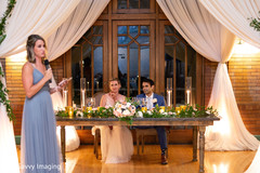 Indian bridesmaid giving her reception speech. Indian bridesmaid giving her reception speech.