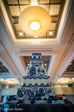 Indian wedding reception cake blue decorations. Indian wedding reception cake blue decorations.