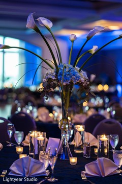 Indian Chinese wedding table Blue centerpiece decorations. Indian Chinese wedding table Blue centerpiece decorations.