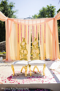 Golden chairs and flowers petals in Hindu weddig. Golden chairs and flowers petals in Hindu weddig.