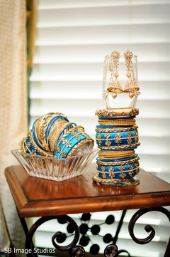 Indian bridal golden and light blue ceremony bangles and kalire. Indian bridal golden and light blue ceremony bangles and kalire.