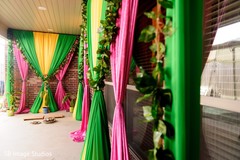 Green, yellow and purple decorations Green, yellow and purple decorations