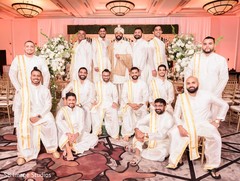 Indian groom and his groosmen posing for picture. Indian groom and his groosmen posing for picture.