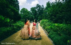 Indian bride and Indian relative on road in the forest Indian bride and Indian relative on road in the forest