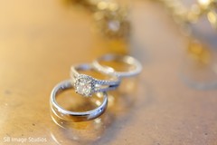 Indian bride and groom's white gold and diamonds wedding rings. Indian bride and groom's white gold and diamonds wedding rings.