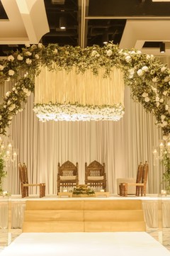 White flowers for Indian wedding mandap decoration. White flowers for Indian wedding mandap decoration.