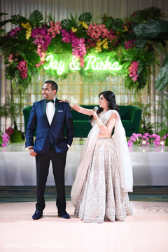 Indian bride giving a speech at the reception. Indian bride giving a speech at the reception.