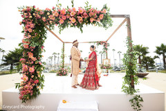 Maharani and Raja holding hands on hindu wedding altar. Maharani and Raja holding hands on hindu wedding altar.