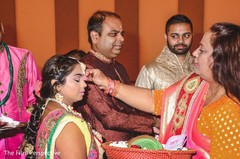 Maharani receiving a bindi during the pre-wedding rituals. Maharani receiving a bindi during the pre-wedding rituals.