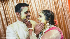 Indian couple during the Haldi ceremony. Indian couple during the Haldi ceremony.