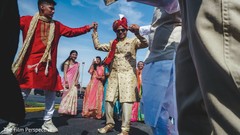 Indian groom with special guests during baraat. Indian groom with special guests during baraat.
