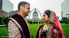 Maharani and Indian groom outdoors during pictures. Maharani and Indian groom outdoors during pictures.